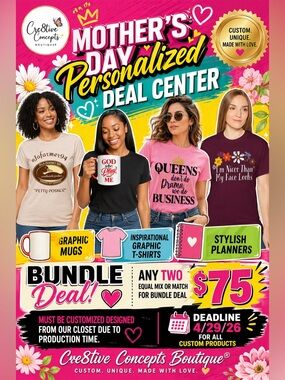 Bundle Any Two Custom Pieces – $75
Mix & Match from our exclusive collection